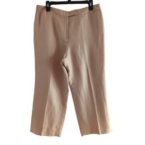 Talbots Camel Color Linen Silk Blend Wide Leg Pants Size 14 Petite